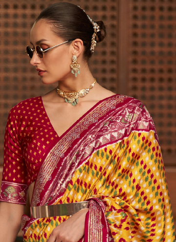 Latest Designer Yellow Patan Patola Silk Saree